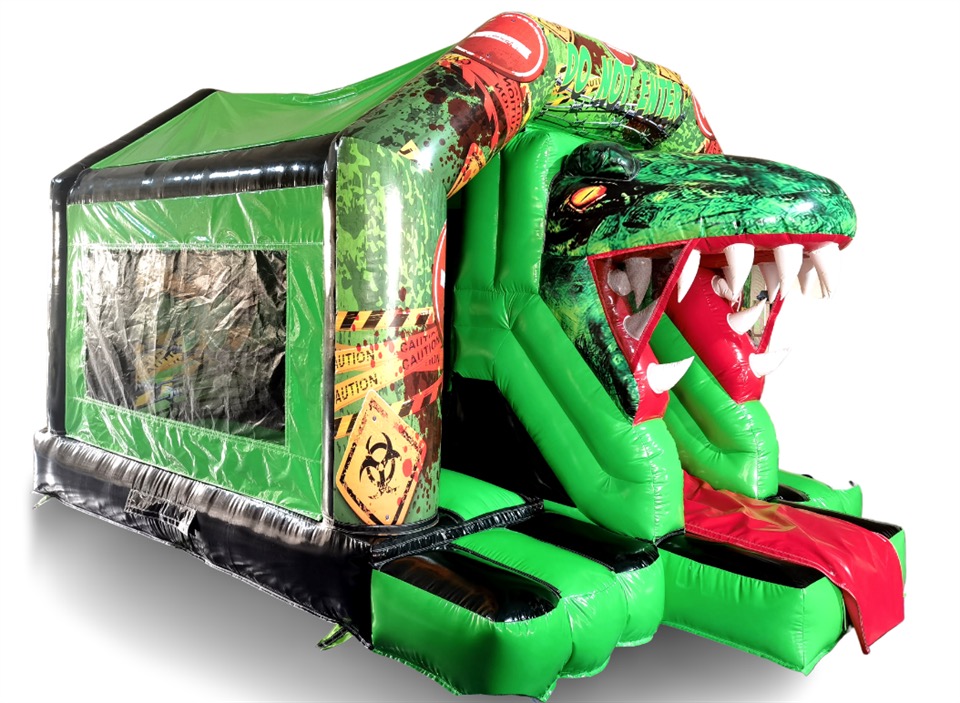KS2 DINO BOUNCY CASTLE WITH SLIDE - With music sounds and lights!! 