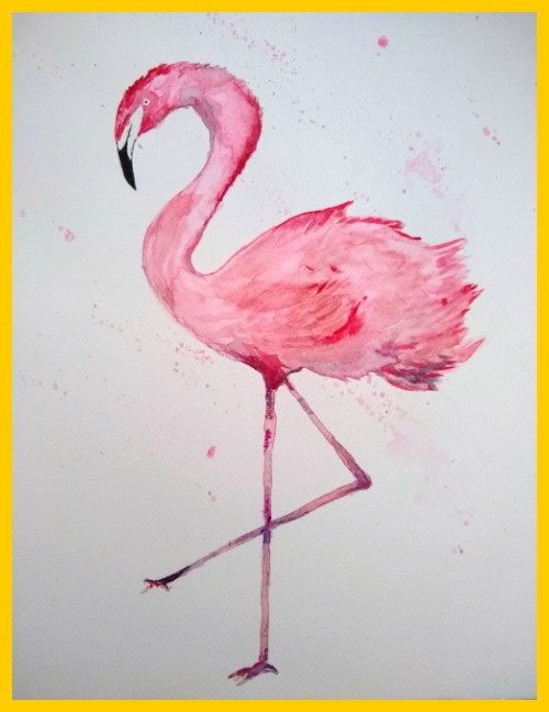 Flamingo watercolour painting