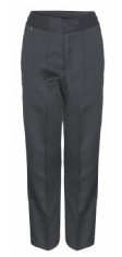 Boys' Dark Grey Trousers, Adjustable Waist, Zip Fly, Flat Front 5-6 Y