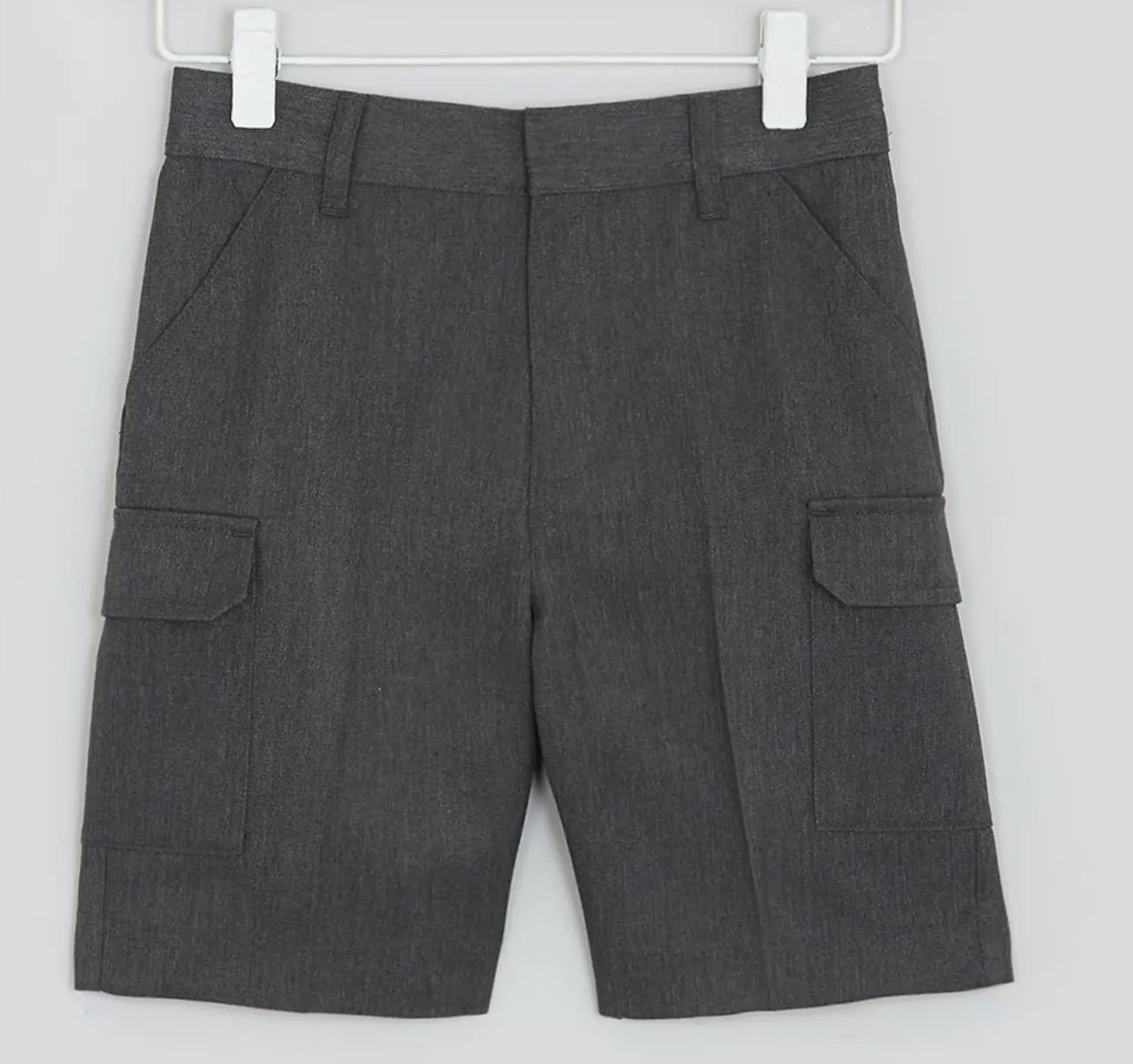 Boys' Dark Grey Cargo Shorts, Flat Front, Adjustable Waist, Four Pockets 4-5 Y