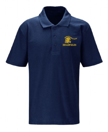 Unisex Navy Blue Broadfields Logo Polo Shirt 3/4 Y