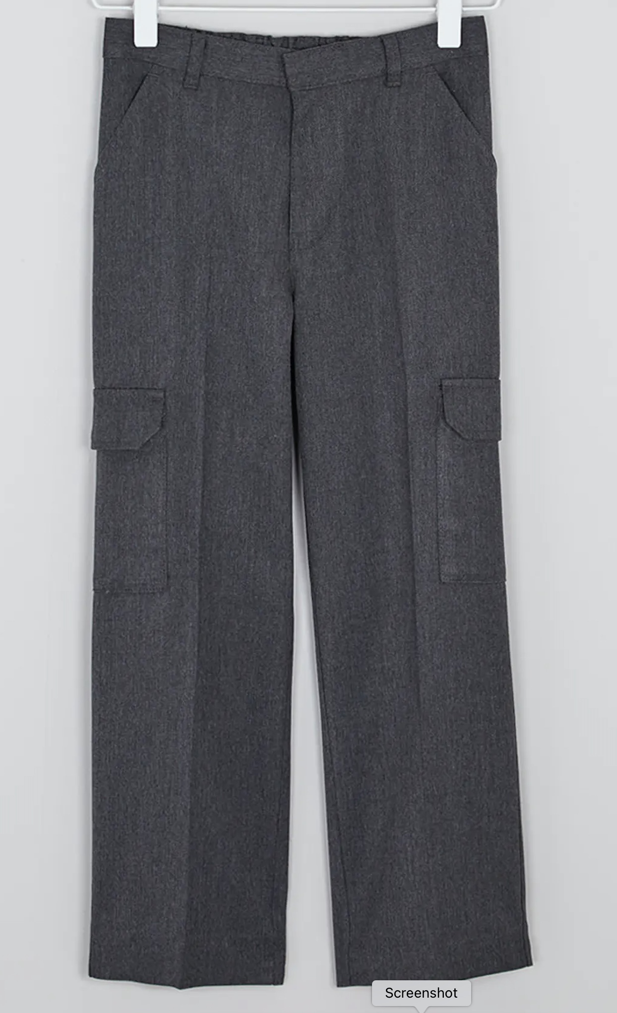 Boys' Dark Grey Cargo Trousers, Adjustable Waist, Zip Fly 6-7 Y