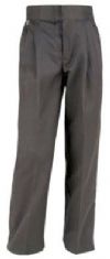 Boys' Dark Grey Trousers, Adjustable Waist, Zip Fly, Single Pleat Front 9-10 Y