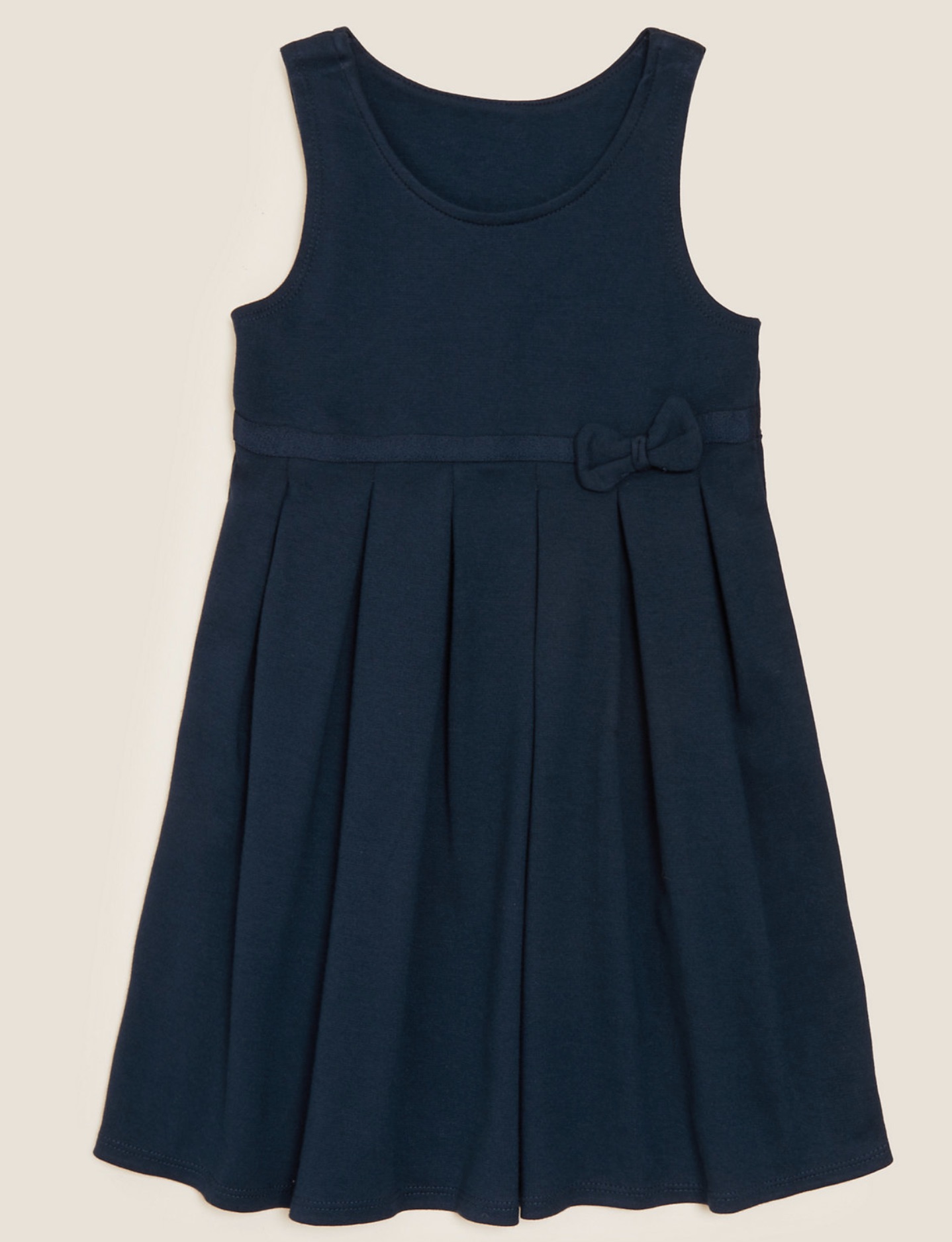 Girls' Navy Jersey Pinafore Dress, Pleated/Gathered Waist 9-10 Y