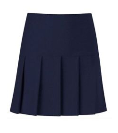 Girls' Navy Blue Skirt, box Pleats, Adjustable Waist 5-6 Y