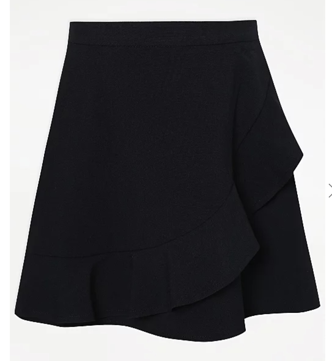 Girls' Navy Blue Frill A-Line Skirt, Elasticated Waist 6-7 Y
