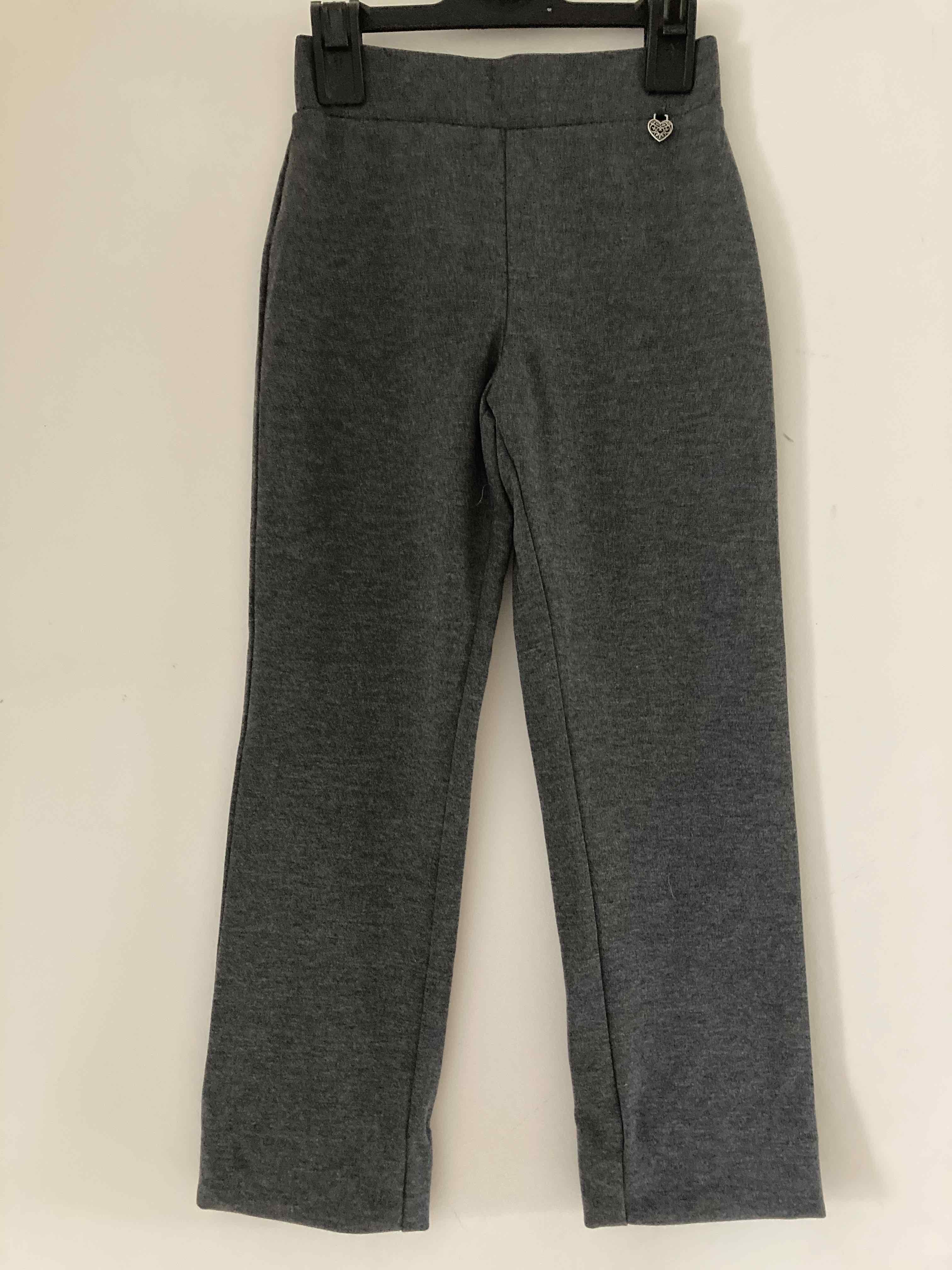 Girls' Grey School Trousers, Stretch Jersey, Plain Front, 5-6 Y