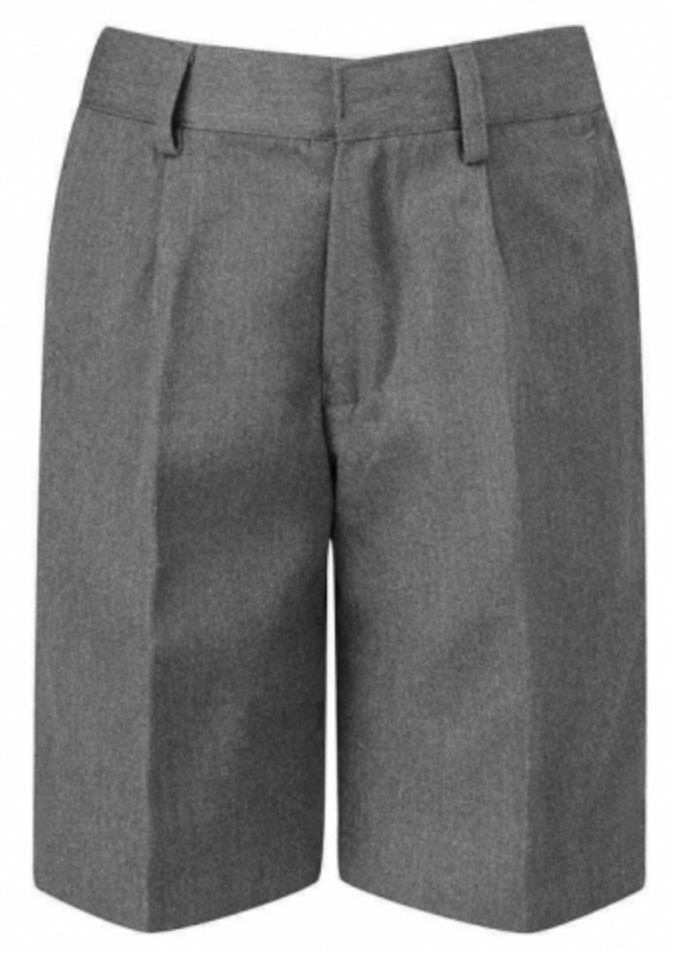 Boys' Dark Grey Shorts, Flat Front, Adjustable Waist, Zip Fly, Side Pockets 5-6 Y