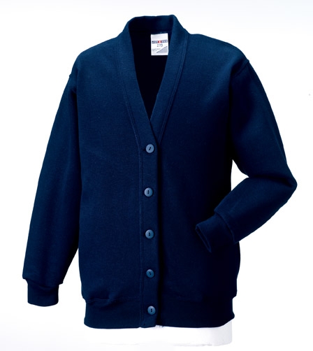 Girls' Navy V-neck Cardigan, Button Front 8-9 Y