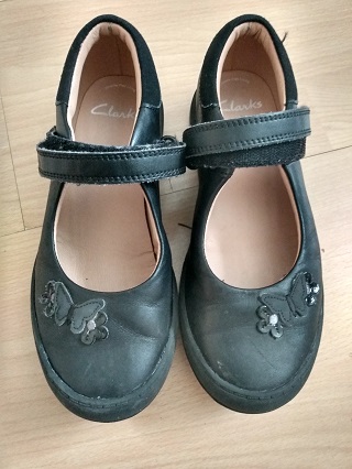 Black School Shoes With Butterflies size 12.5G