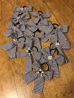 Gingham Hairbow - Navy