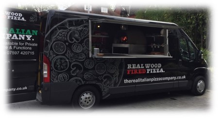 Party hire of the Real Italian Pizza Company wood fired pizza van