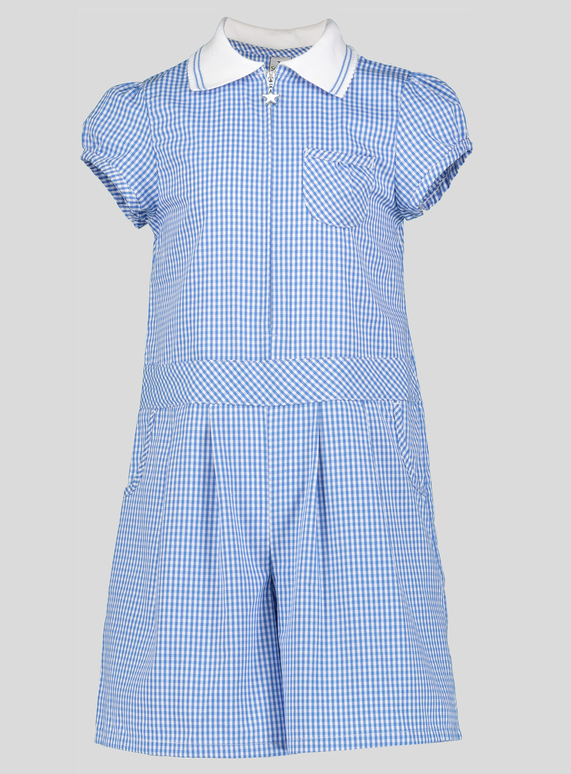 GIRLS BLUE GINGHAM PLAYSUIT 12 years