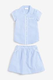 GIRLS' BLUE GINGHAM TOP&SKIRT - AGE 5-6 YEARS 